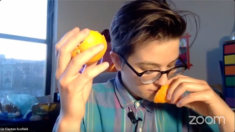 headshot with oranges